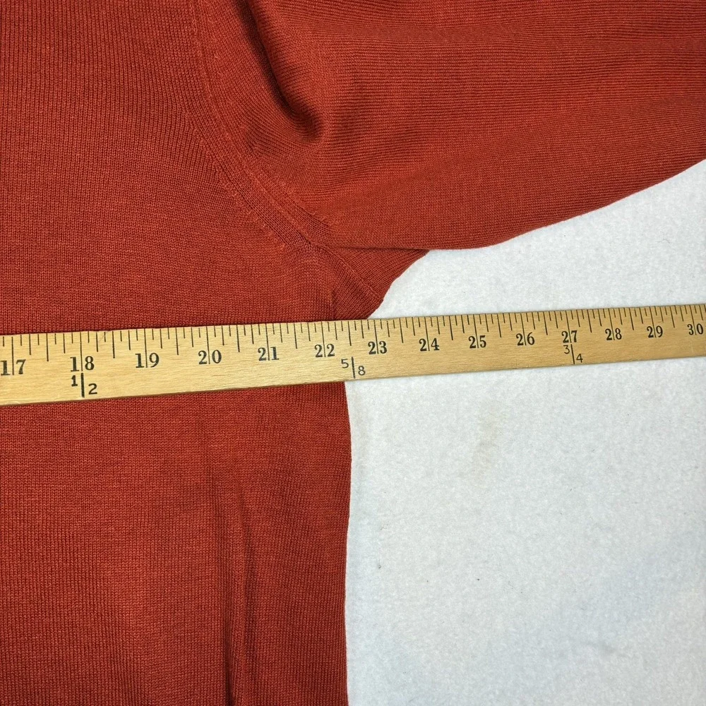 Banana Republic Mens L Rust Silk Linen V-Neck Sweater Quiet Luxury Preppy